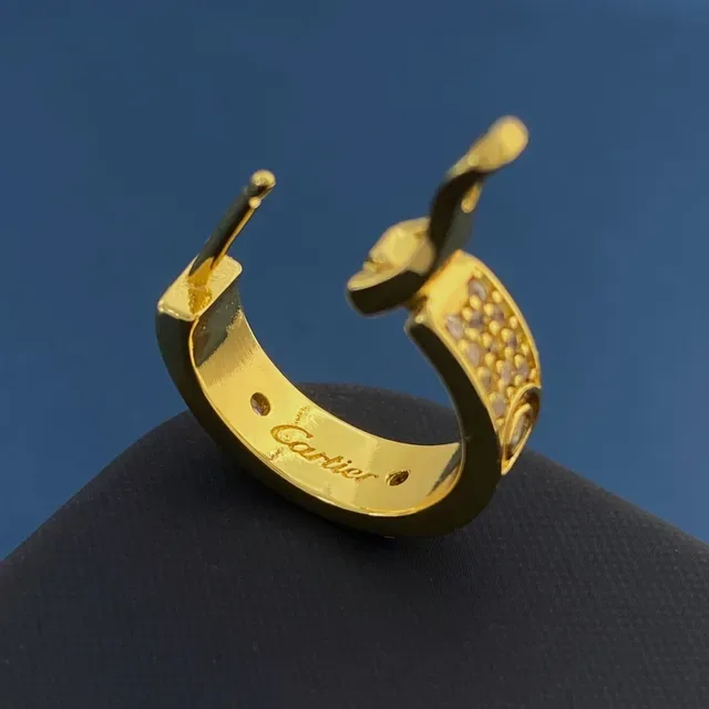 Boucles d'oreilles Cartier en or pavé de cristaux à charnière 4