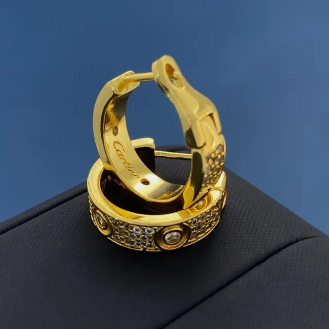 Boucles d'oreilles Cartier en or pavé de cristaux à charnière 5