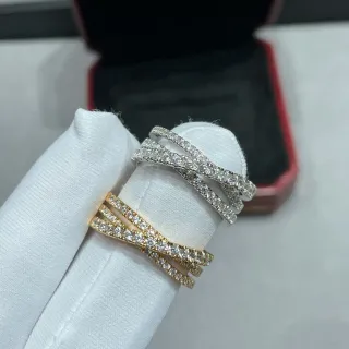 Cartier Oro Plata Multi-Banda Pavé-Set Anillo