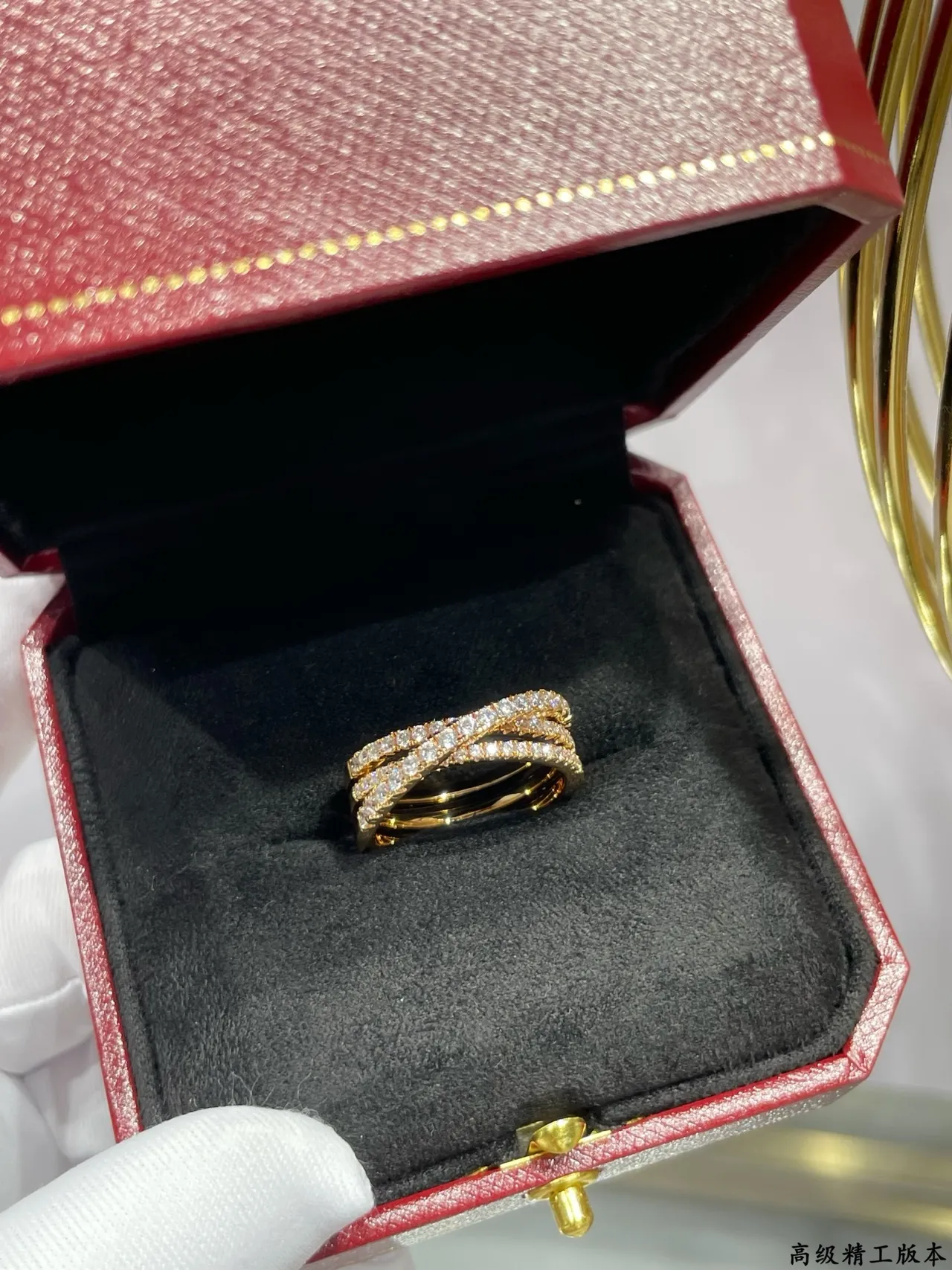 Cartier ذهب فضة متعدد الشرائح Pavé-Set خاتم 6