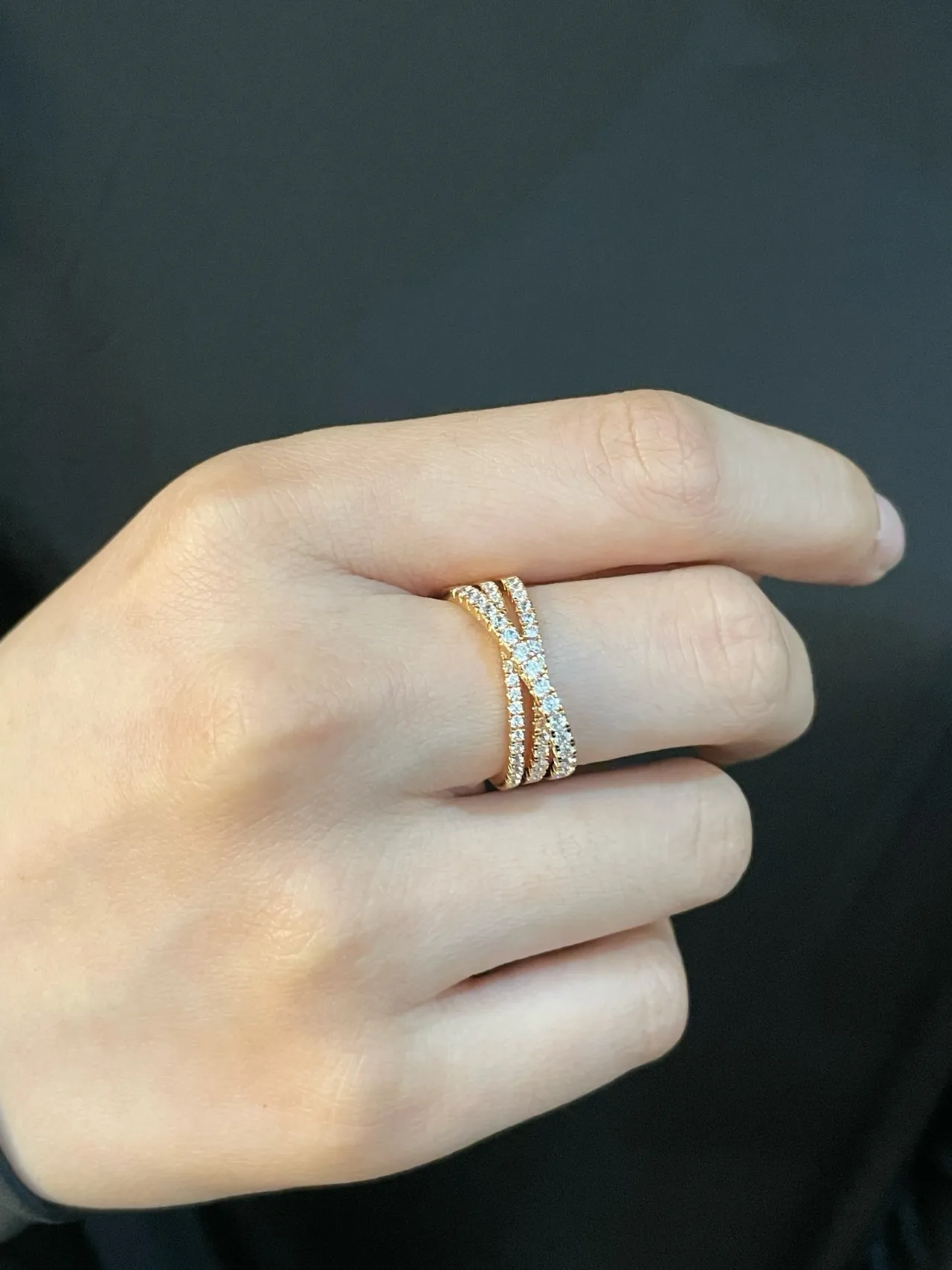 Cartier ذهب فضة متعدد الشرائح Pavé-Set خاتم 9