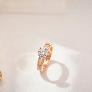 Cartier Gold White Rose Pavé-Set Ring