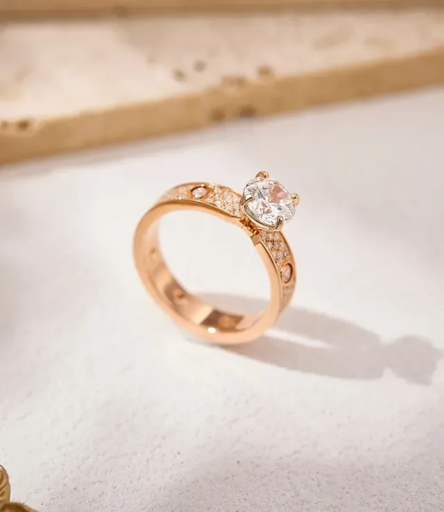 Anillo Cartier Oro Rosa Blanca Pavé-Set 5