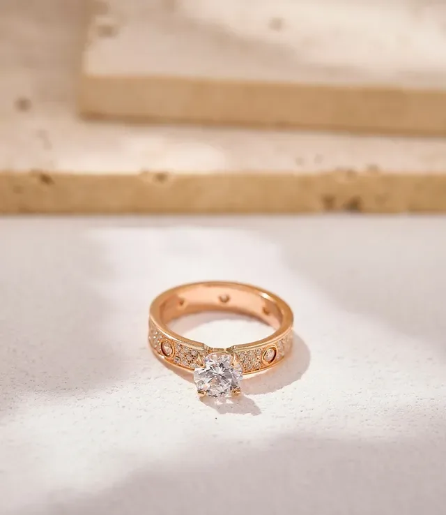 Anillo Cartier Oro Rosa Blanca Pavé-Set 6