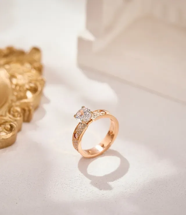 Anillo Cartier Oro Rosa Blanca Pavé-Set 8