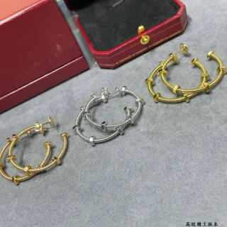 Cartier Juste un Clou Gold Silver Coiled Wire Hoop Hexagonal Nut Accents Earrings
