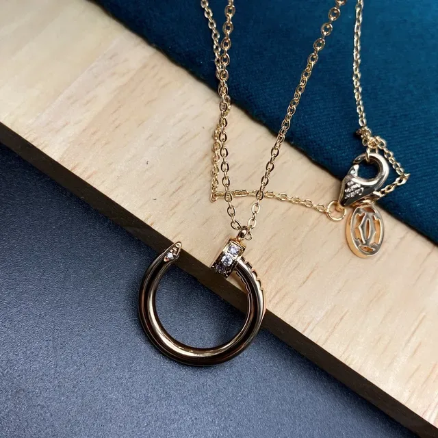 Cartier Juste un Clou Gold Silver Open C-Shaped Pendant Diamond-Set Clasp Necklace 4