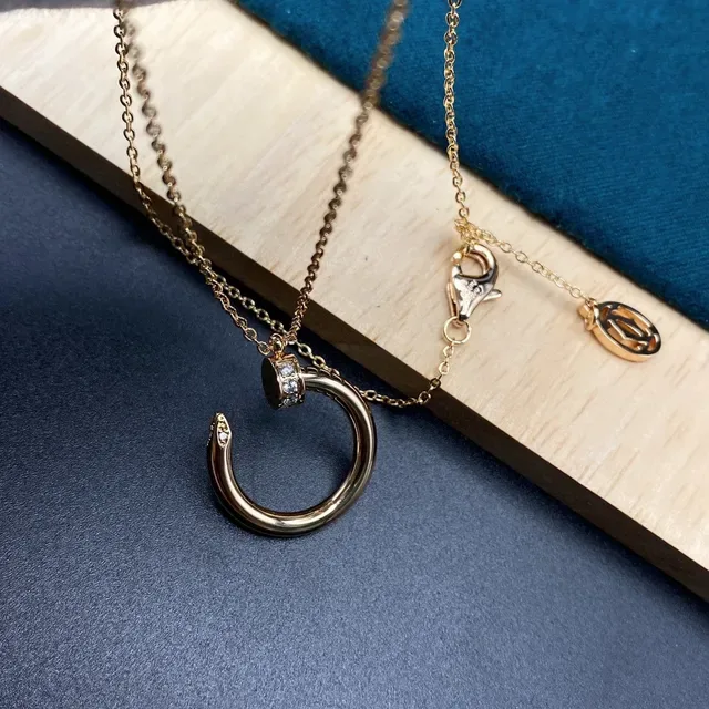Cartier Juste un Clou Gold Silver Open C-Shaped Pendant Diamond-Set Clasp Necklace 5