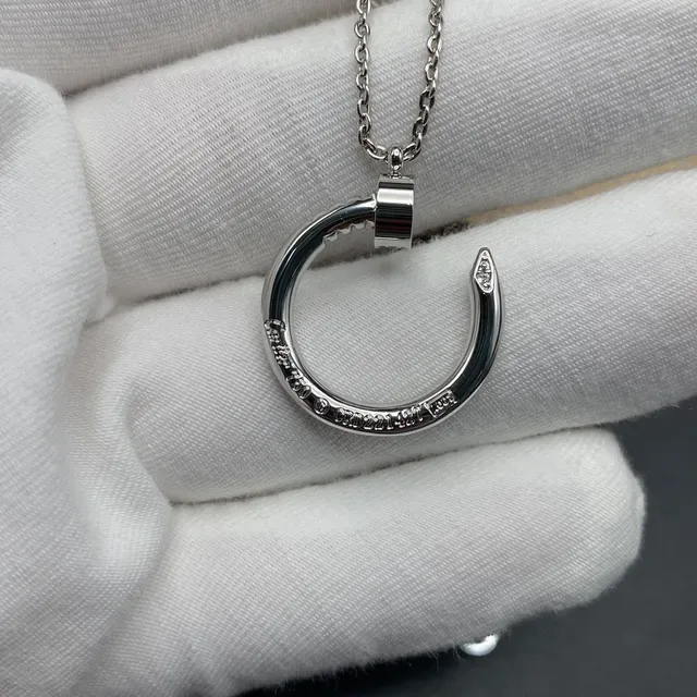 Cartier Juste un Clou Gold Silver Open C-Shaped Pendant Diamond-Set Clasp Necklace 7