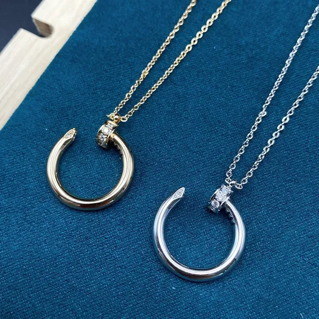 Cartier Juste un Clou Gold Silver Open C-Shaped Pendant Diamond-Set Clasp Necklace 8