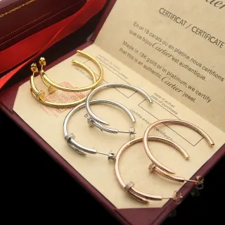 Cartier Juste un Clou Gold Silver Open Hoop Pavé-Set Earrings