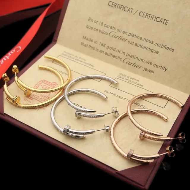 Cartier Juste un Clou Boucles d'Oreilles Or Argent Ouvertes Pavé-Set 2