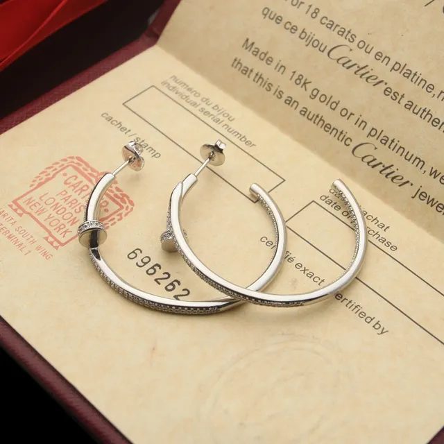Cartier Juste un Clou Boucles d'Oreilles Or Argent Ouvertes Pavé-Set 6