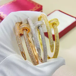Cartier Juste un Clou Gold Silver Pavé-Set Nailhead Motif Bracelet