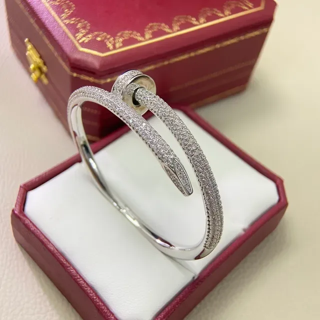 Bracelet Cartier Juste un Clou Or Argent Motif Nailhead Pavé-Set 4