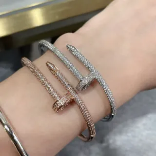 Cartier Juste un Clou Pavé Diamond Rose Gold and White Gold Bracelets