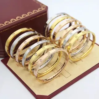 Cartier Love Bracelet Gold Rose Gold Silver Stackable Screw-Motif Crystal Bracelets