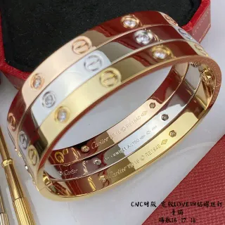 Cartier Love Bracelet Multi-Tone Gold Screw-Motif Paved Stone Bracelet