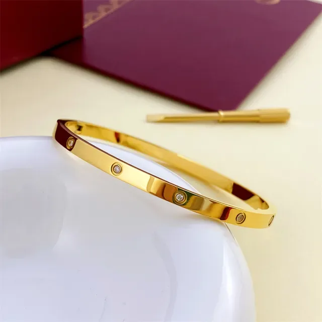 Cartier Love Bracelet Triple-Tone Bezel-Set Screw Motif Bracelets 7