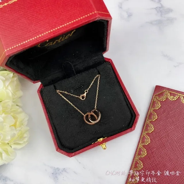 Cartier Love Interlocking Double-Ring চাঁদির নেকলেস 3