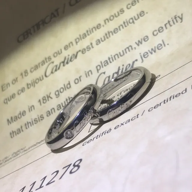Cartier Love রুপা সোনা মসৃণ পালিশ ব্যান্ড সিঙ্গেল বেজেল সেট ডায়মন্ড রিং 2