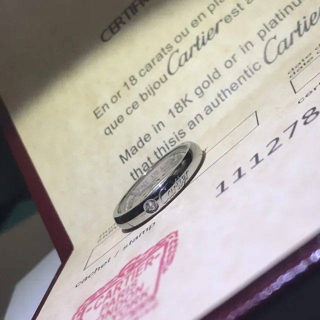 Cartier Love রুপা সোনা মসৃণ পালিশ ব্যান্ড সিঙ্গেল বেজেল সেট ডায়মন্ড রিং 5