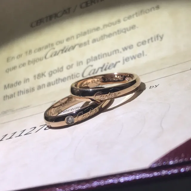 Cartier Love রুপা সোনা মসৃণ পালিশ ব্যান্ড সিঙ্গেল বেজেল সেট ডায়মন্ড রিং 6