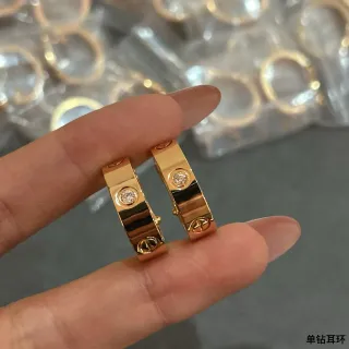 Cartier Love Single Diamond Hoop Earrings