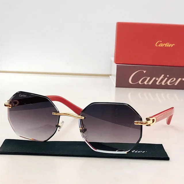 Cartier Octagonal Rimless-Style Brown Gradient Sunglasses 4