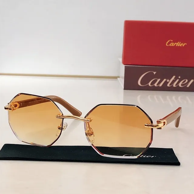 Cartier Octagonal Rimless-Style Brown Gradient Sunglasses 5