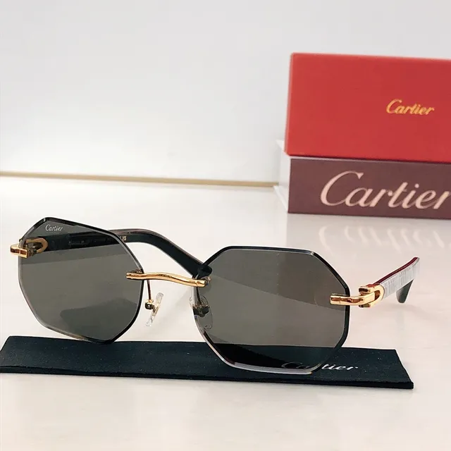 Cartier Octagonal Rimless-Style Brown Gradient Sunglasses 7
