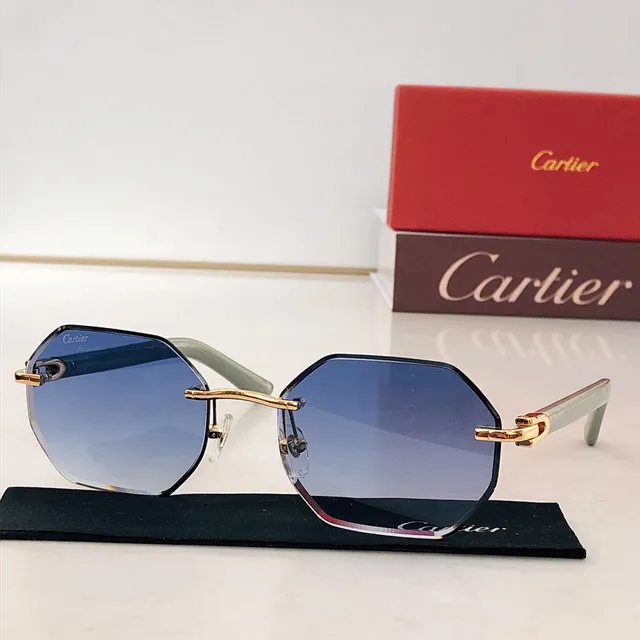 Cartier Octagonal Rimless-Style Brown Gradient Sunglasses 9