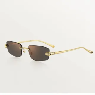 Cartier Panthère de Cartier Gold-Tone Rimless Panther Temple Sunglasses