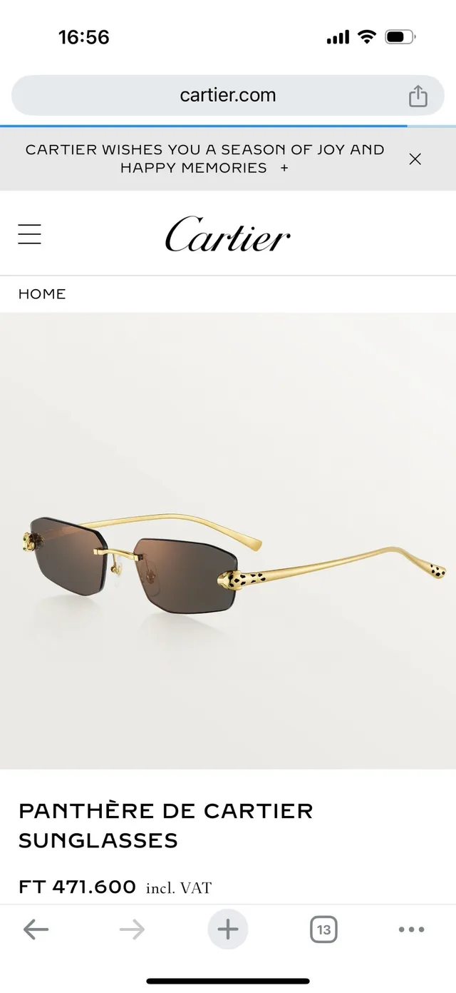Cartier Panthère de Cartier Lunettes de Soleil Dorées Sans Monture à Temple Panthère 8