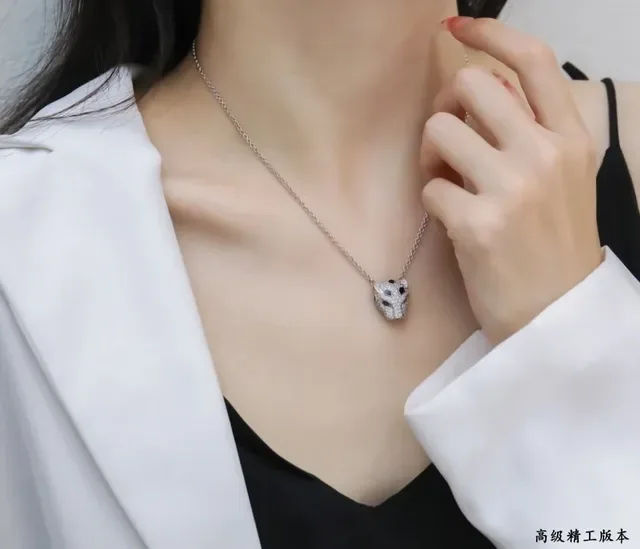 Cartier Panthère Diamond and Enamel Panther Head Necklace 7
