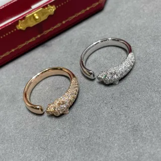 Cartier Panthère Gold Silver Open-Band Panther Motif Ring