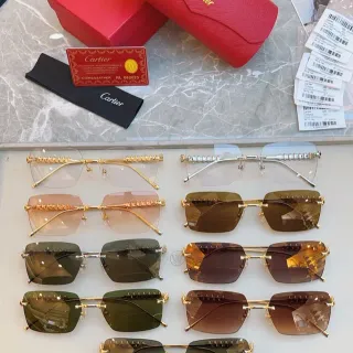 Cartier Santos de Cartier Rimless Spiked Top Bar Sunglasses