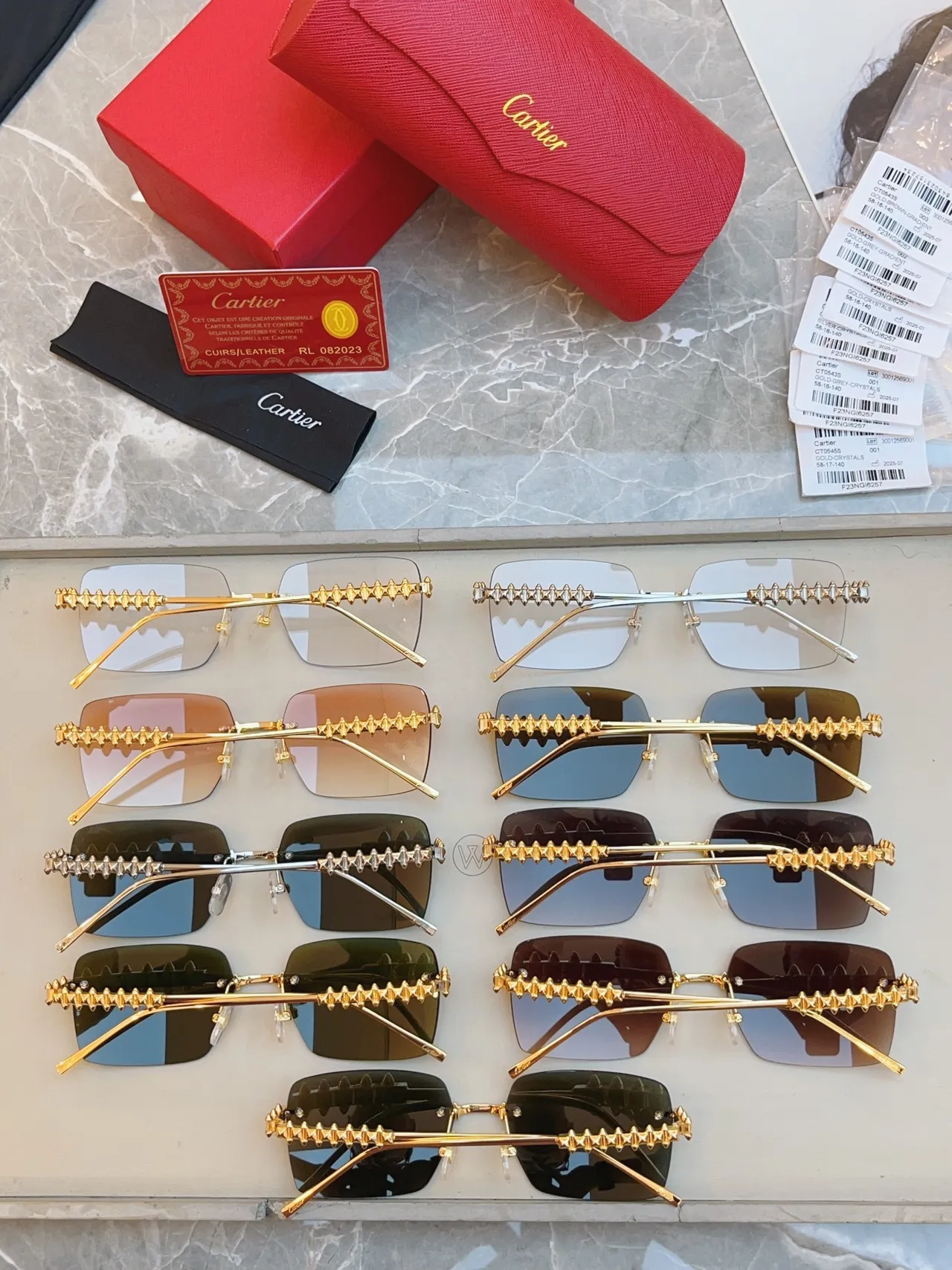 Cartier Santos de Cartier lunettes de soleil sans monture barre supérieure piquante 5