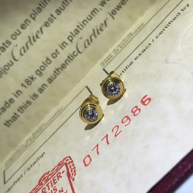 Cartier Single-Stone Bezel-Set Round Stud Earrings 2