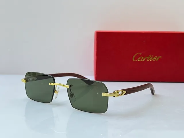 Cartier Transparent Brown Rimless Rectangular Gold-Tone Hardware Optical Glasses 5