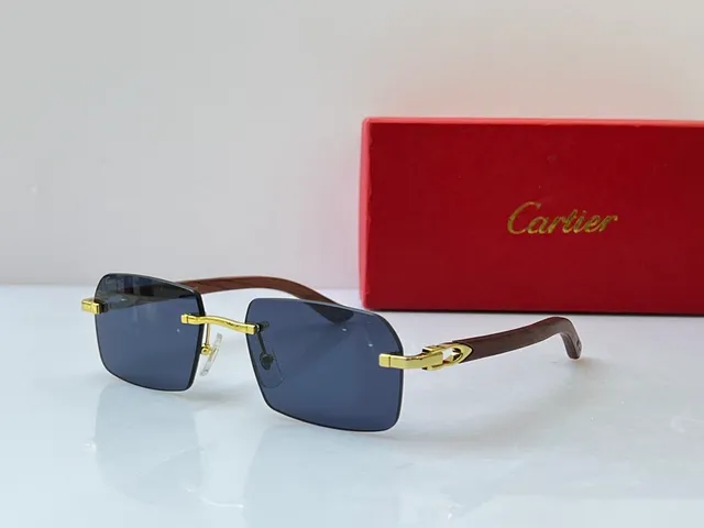 Cartier Transparent Brown Rimless Rectangular Gold-Tone Hardware Optical Glasses 6