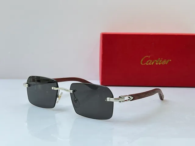 Cartier Transparent Brown Rimless Rectangular Gold-Tone Hardware Optical Glasses 7