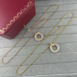 Cartier Trinity Interlocking Double-Ring Pavé Collar