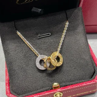 Cartier Trinity Interlocking Triple-Ring Dual-Tone Gold Necklace