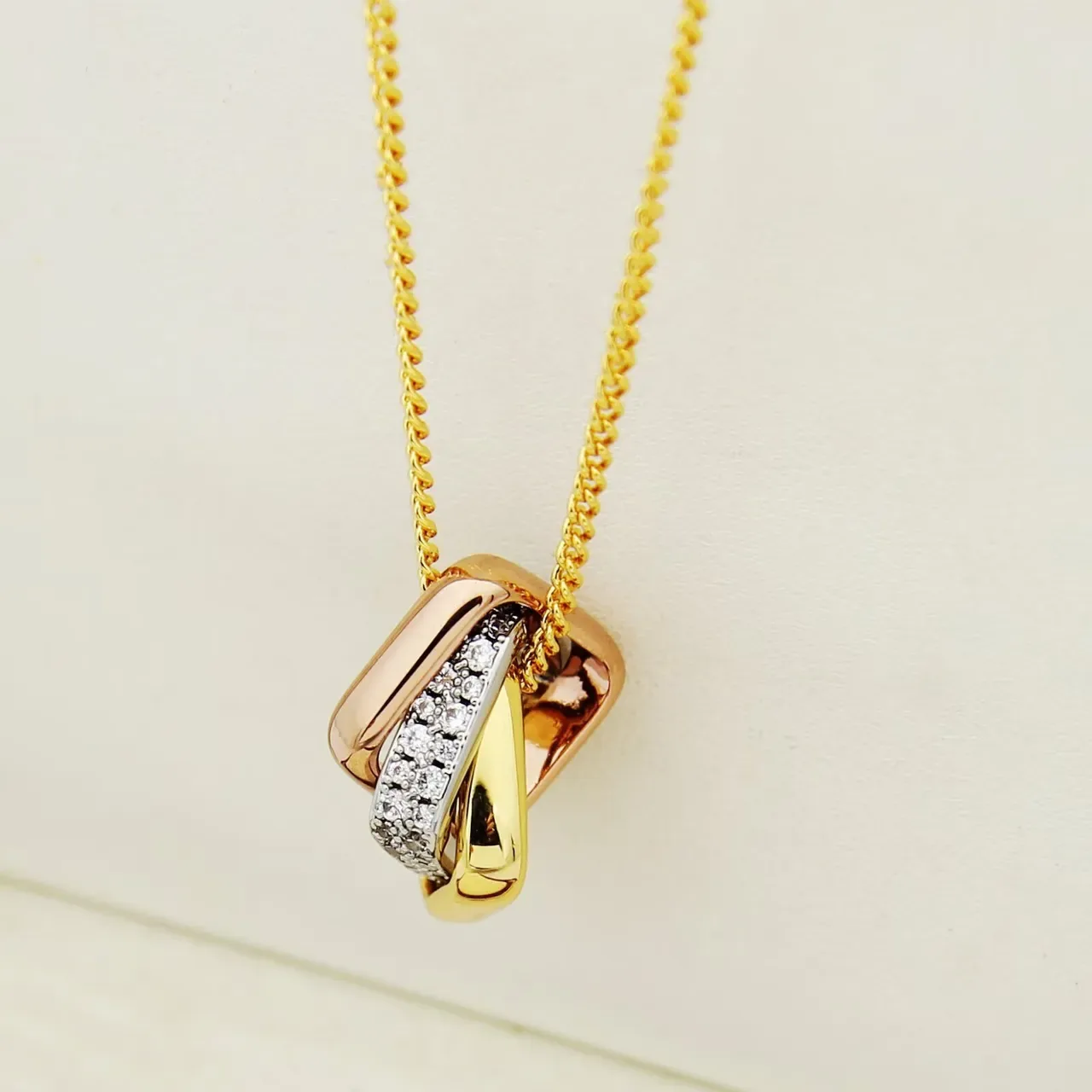 Collier Cartier Trinity Pavé Diamant Or Tricolore 7
