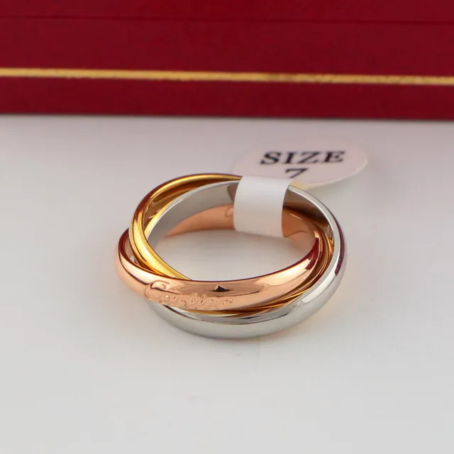Cartier Trinity Anéis de Ouro Tricolor Interconectados 3
