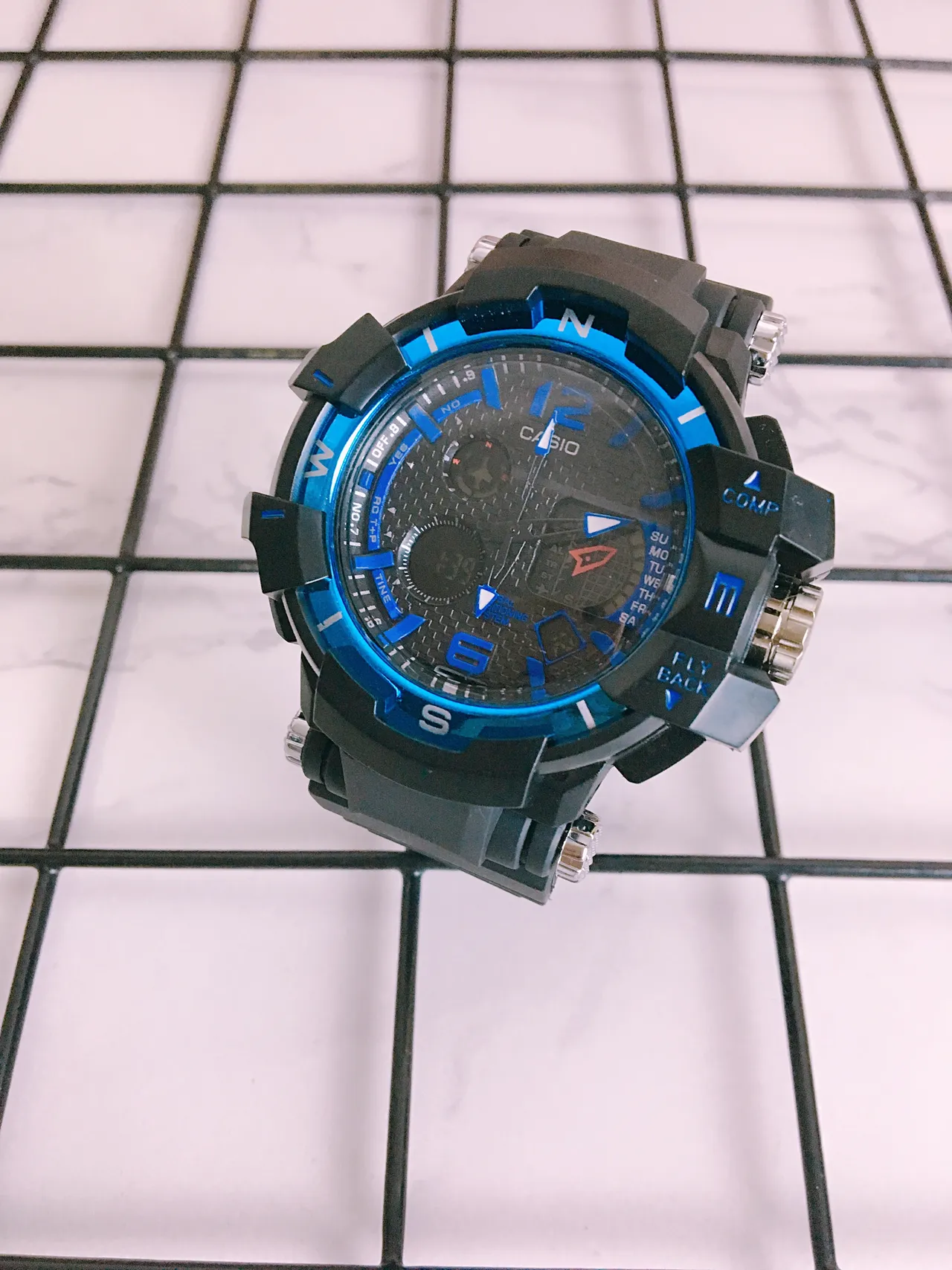 Casio Black Blue Rugged Resin Construction Bold Bezel Watch 2