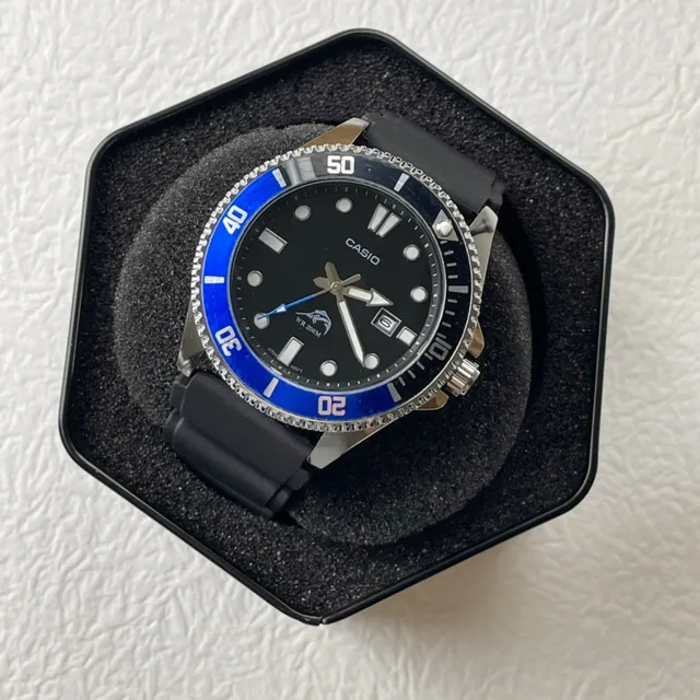 Casio Diver's Watch Blue and Black Bezel Quartz Watch 9
