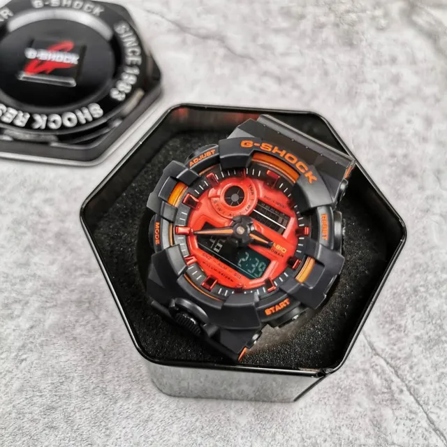 Casio G-Shock GA-100 Montre Sportive Noire et Orange 6