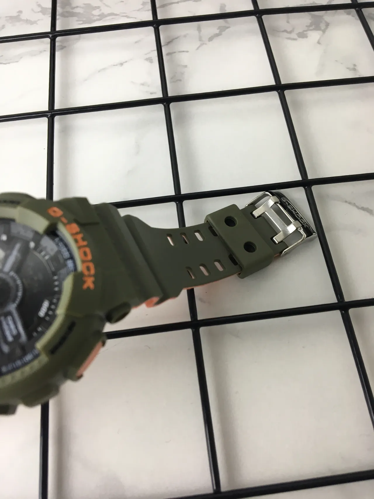 Casio G-Shock GA-100 Olive Green and Orange Sports Watch 4
